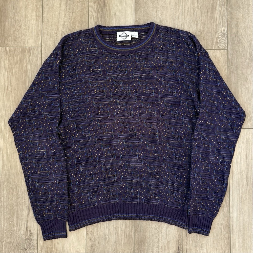 Vintage Piccadilly Purple Pullover Knit Sweatshirt Adult Size 1X Big 90s Y2K VTG